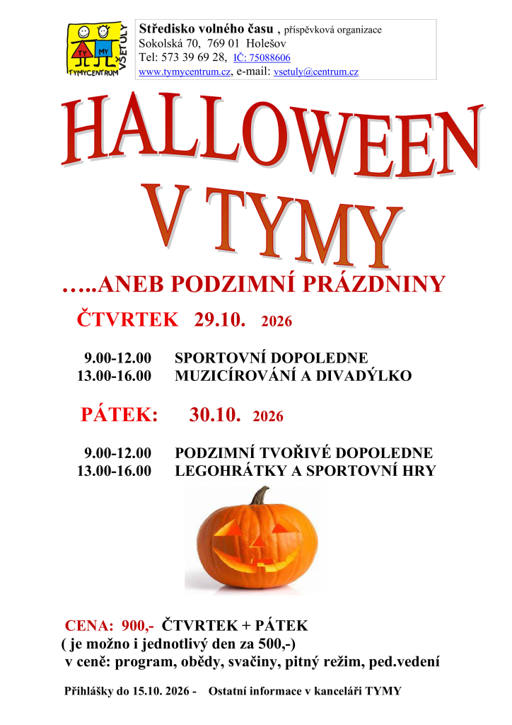 Říjen - Podzimní prázdniny v TYMY